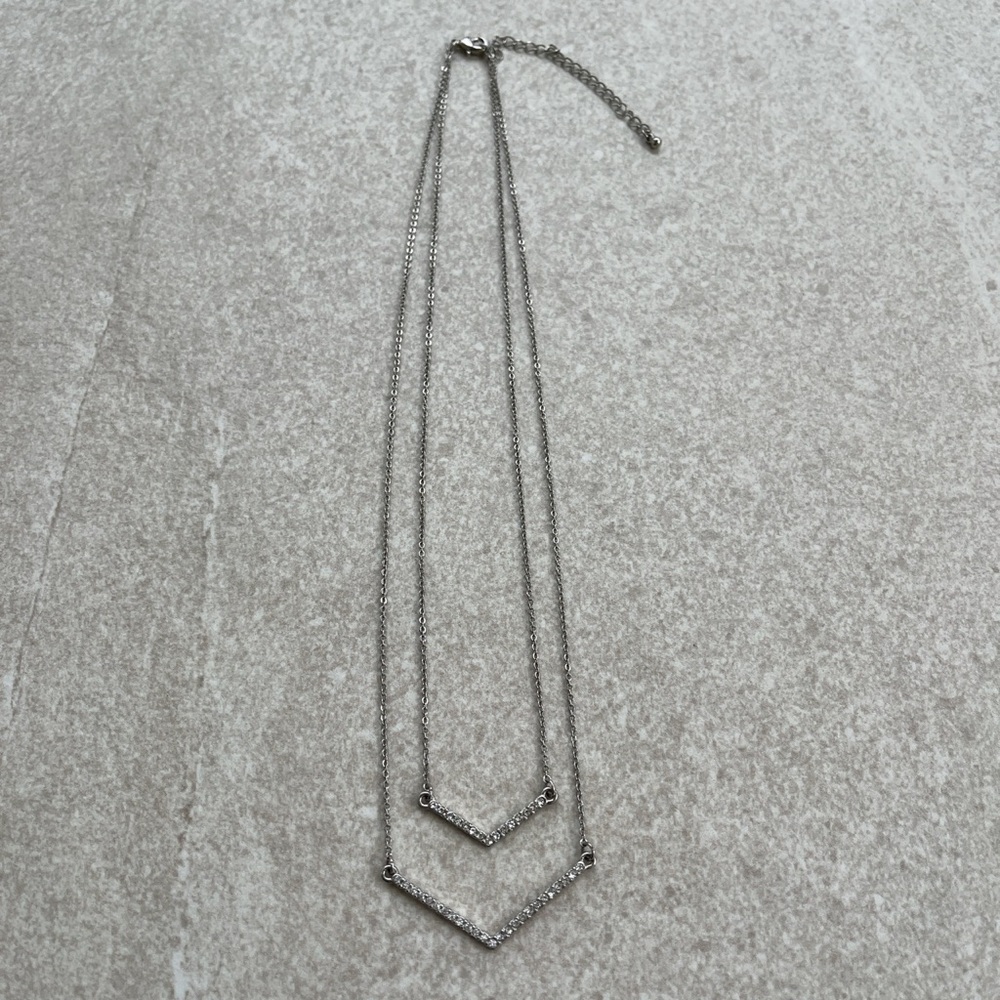 Silver layered necklace